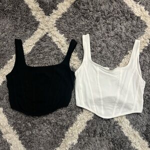 SHEIN- Black and White Corset Style Tank Tops (selling as a set)
